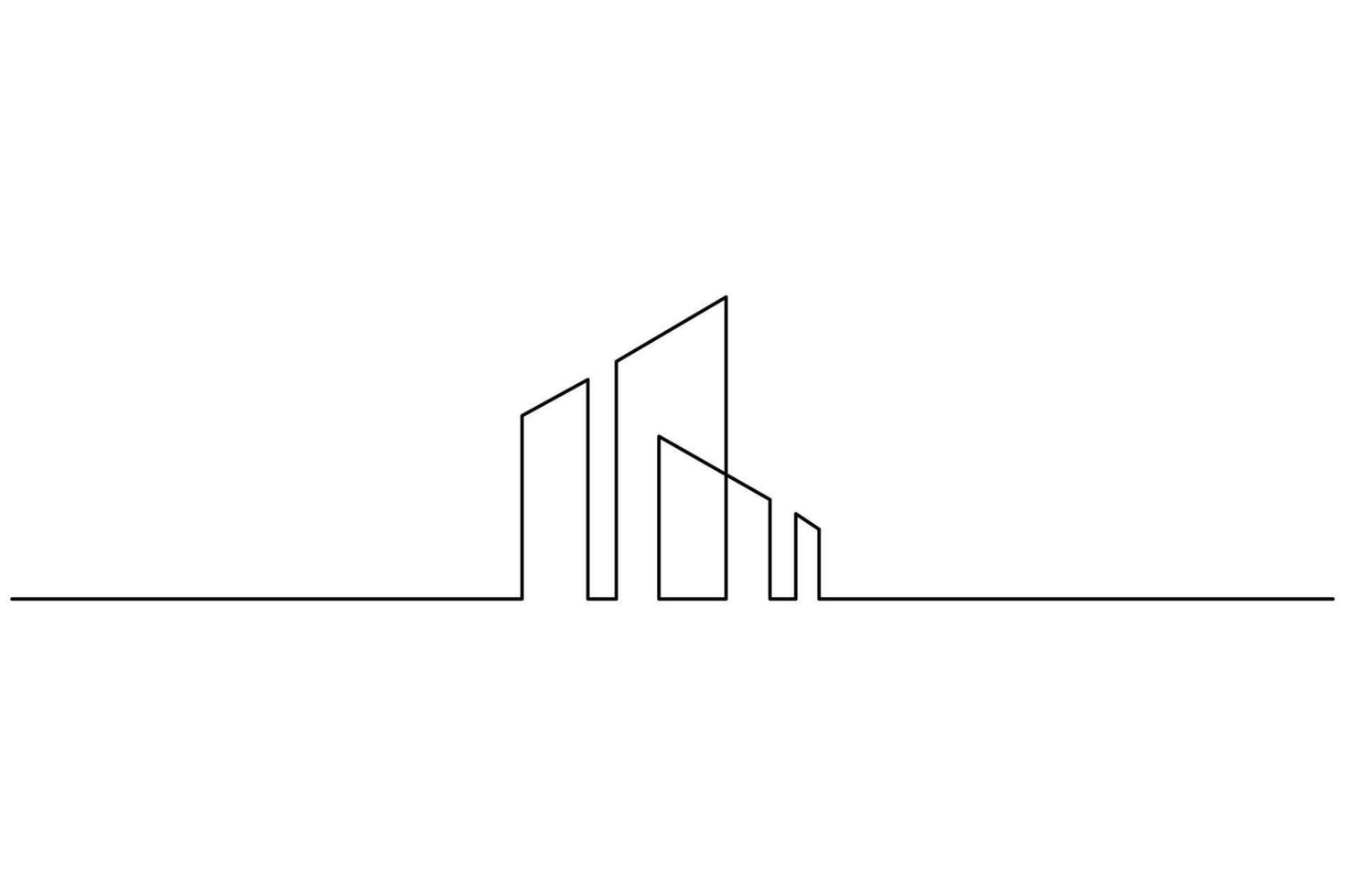 Modern architecture office building single line art minimalist concept vector