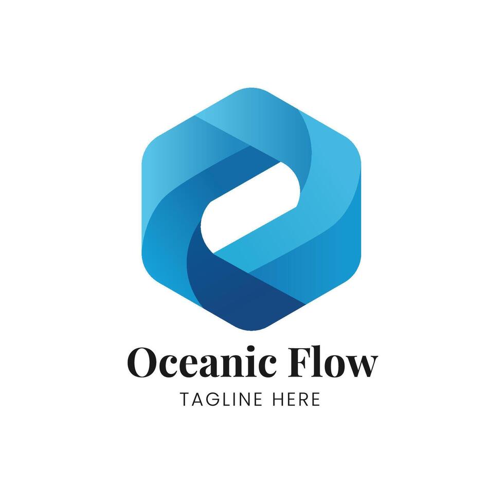 Abstract Hexagon Loop Oceanic Flow Tech Business Logo Template vector