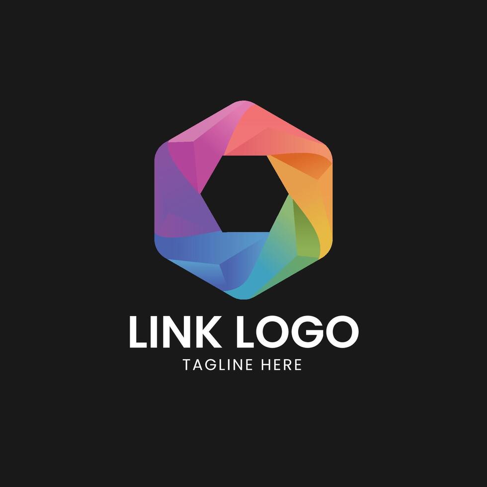Hexagon Link Logo Technology Connectivity Data Networking Solutions Icon Design vector
