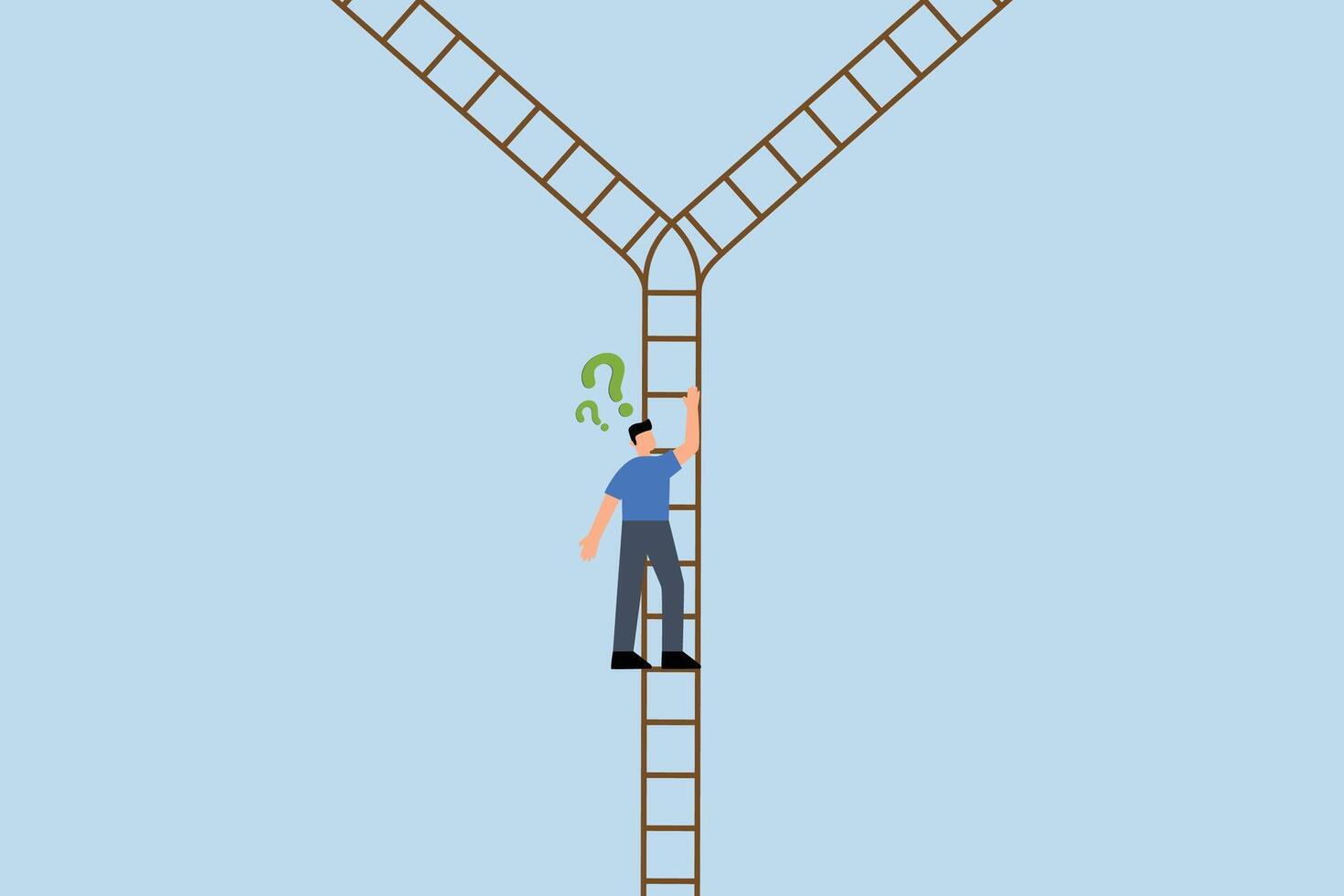 Decision making, Perplexed entrepreneur ascends ladder and discovers intersection to choose path vector