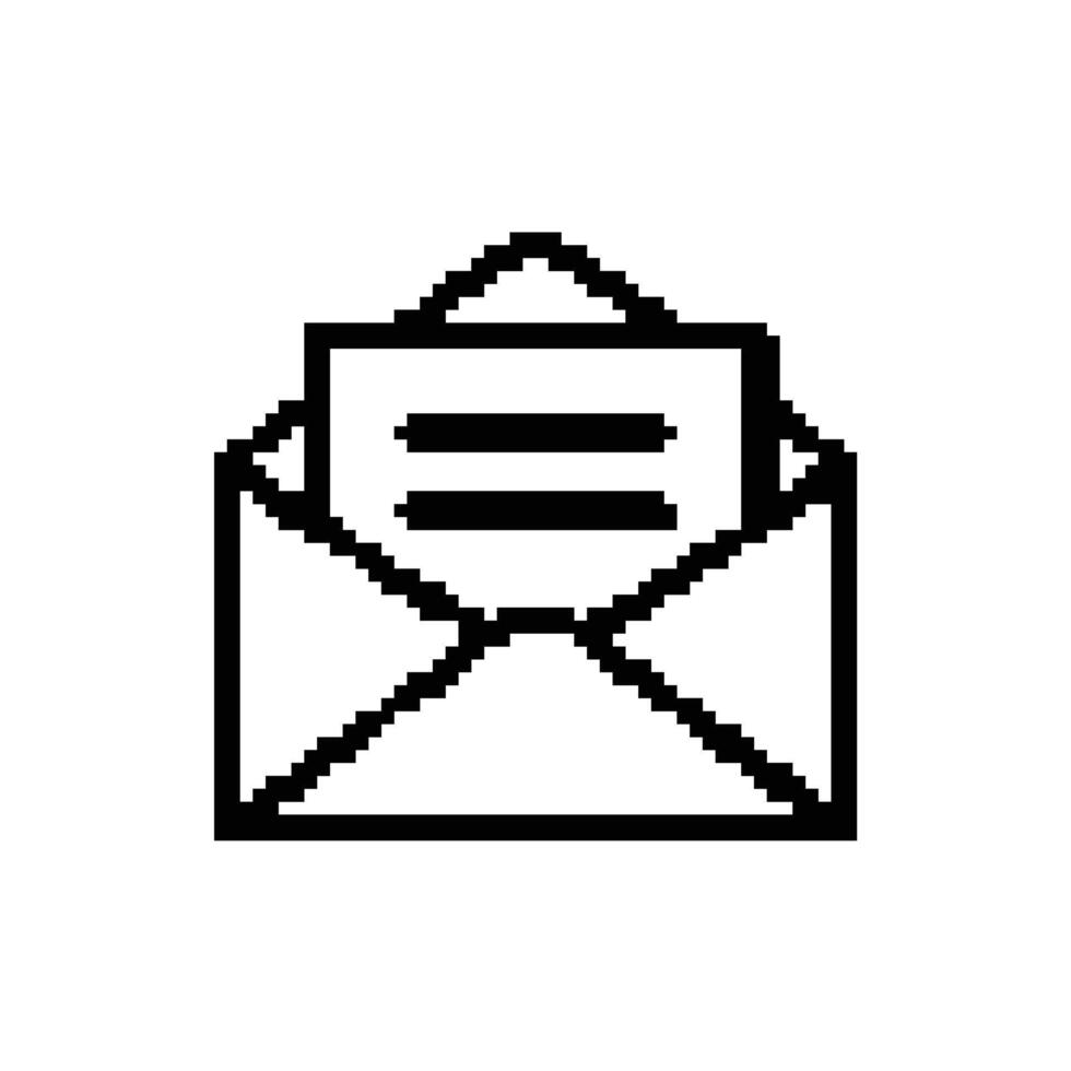 Pixel Art Email, Digital Letter Icon For Communication Message Send Pixelated Design vector