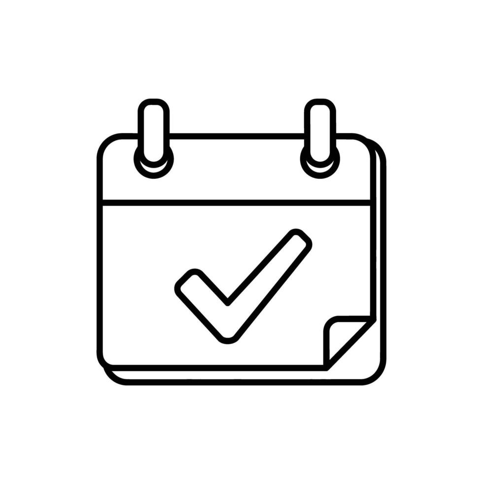 Minimalist Calendar With Check Mark For Schedule, Task, Events, Or Appointment Icon vector