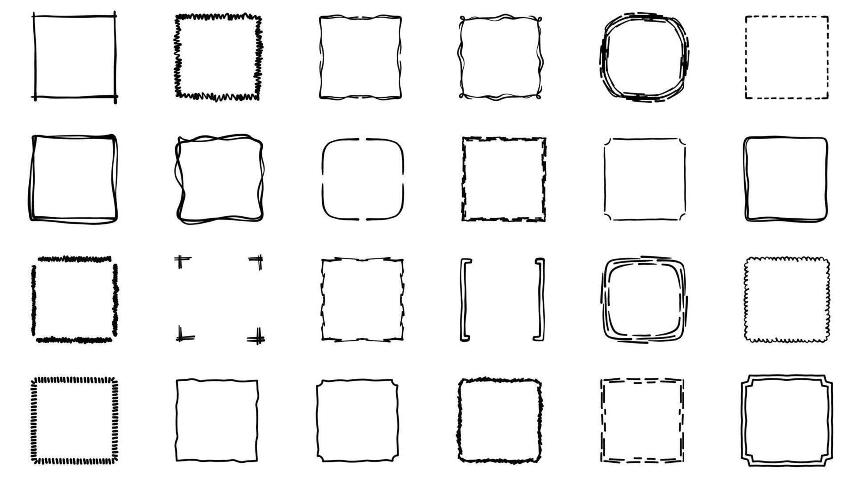 Hand drawn sketch frame . Simple doodle rectangle frame border shape for text, quote, or design element. Minimalist rough outline in sketch style. illustration isolated on white. vector