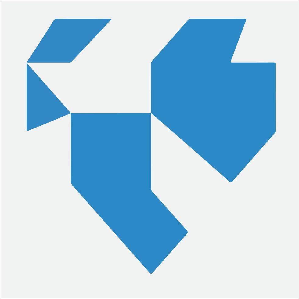Geometric Blue Bird Puzzle - Abstract Avian Design with Angular Shapes. vector