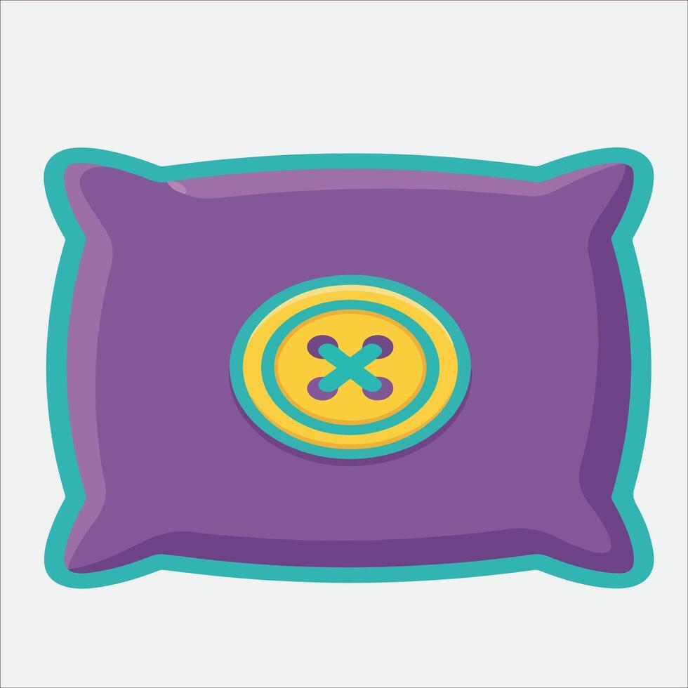 Cartoon Pillow with Button - A Colorful Playful and Decorative Design. vector