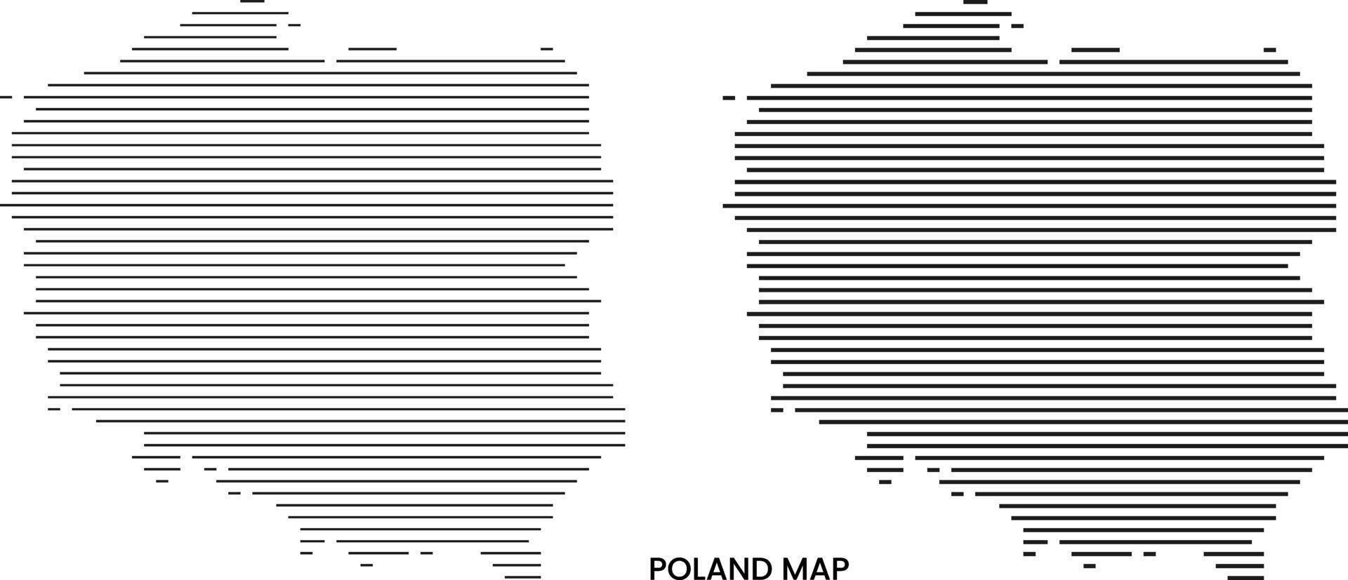 Polonia mapa en horizontal línea forma informacion gráfico modelo ver en diferente grosor vector