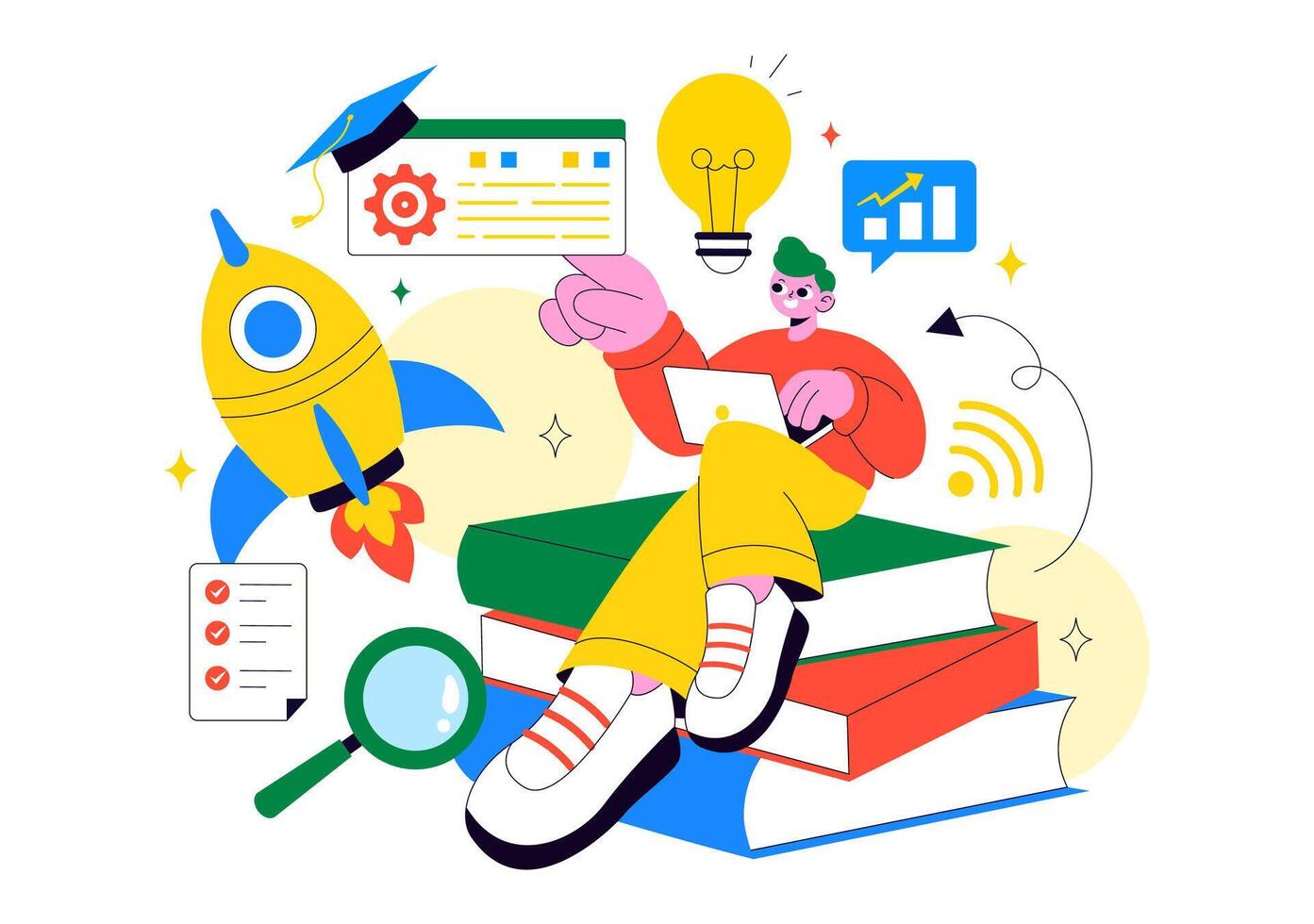 Online Study Platform Illustration Representing E-Learning Startup and Digital Teaching Innovation vector