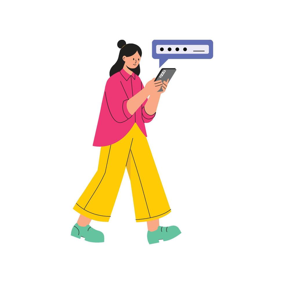 Entering a secure private password for account access illustration vector