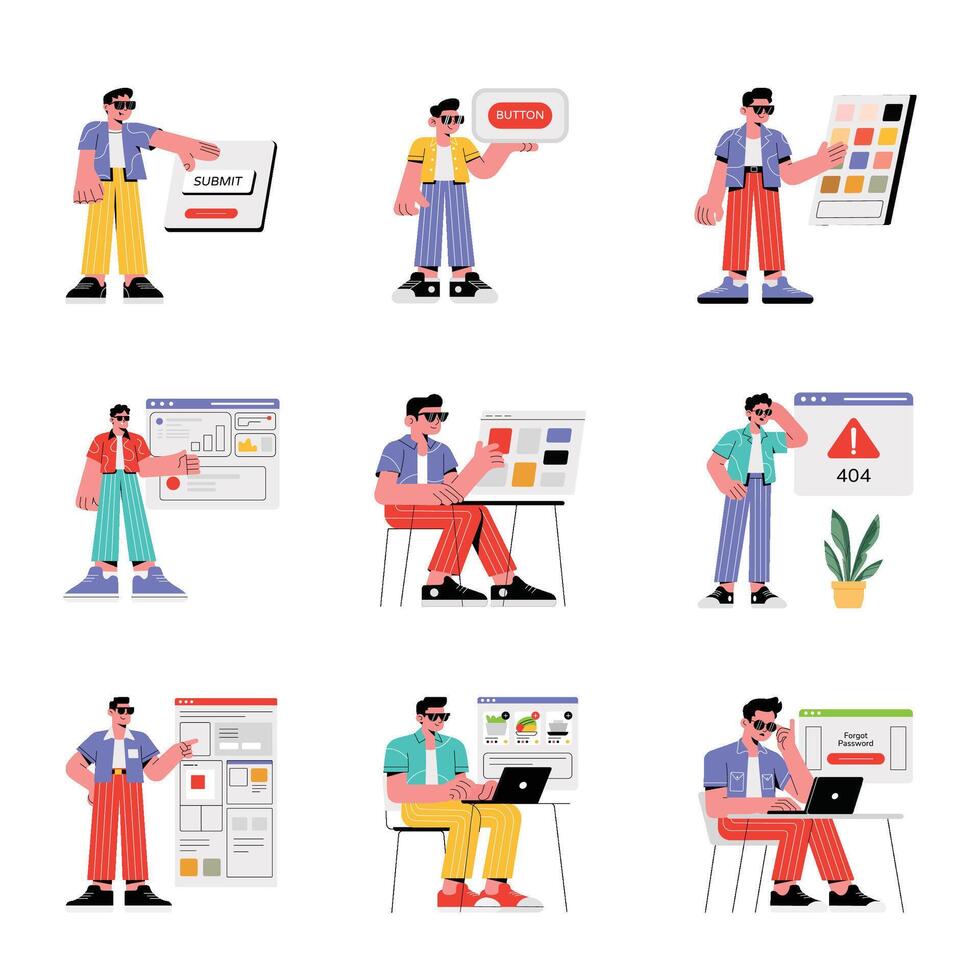 User interface design illustration with characters vector
