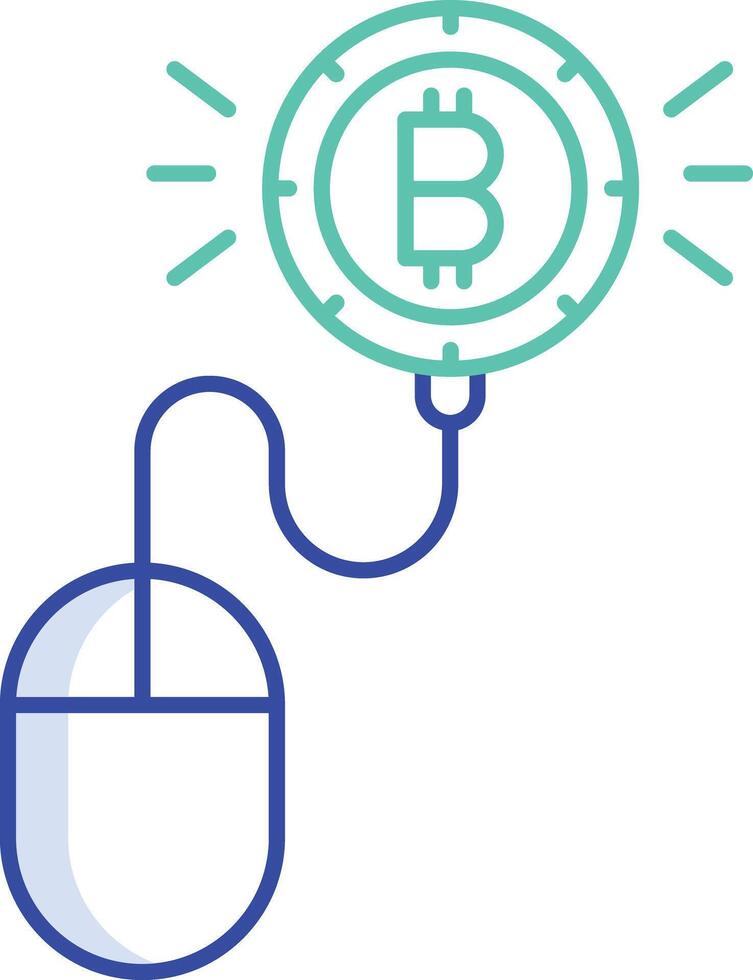 bitcoin mouse outline color icon design vector