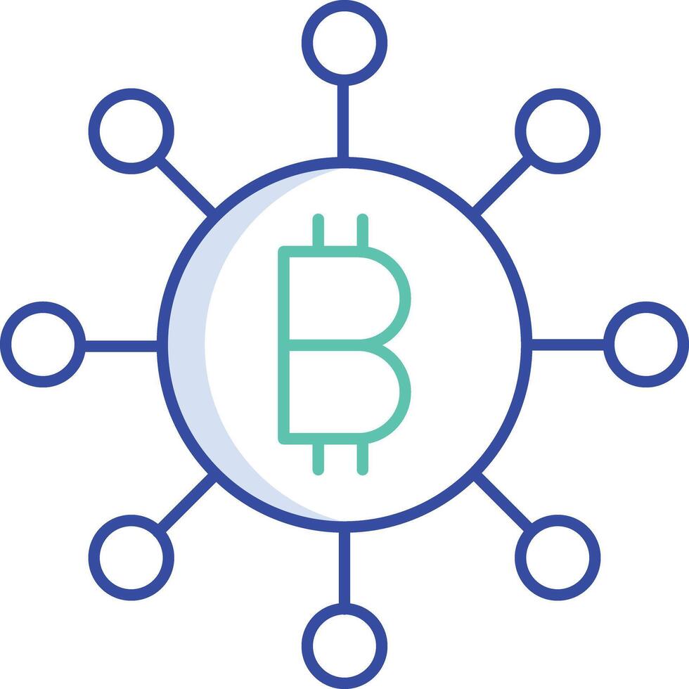 bitcoin network outline color icon design vector