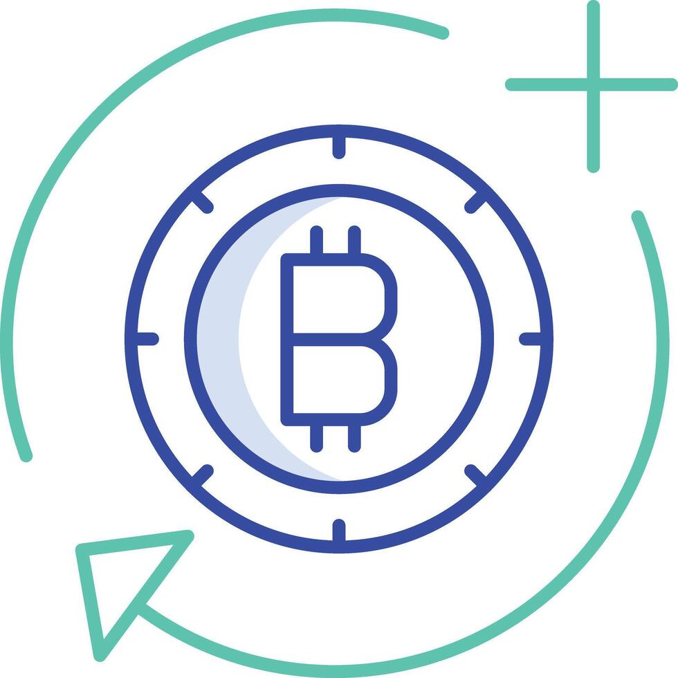 bitcoin add outline color icon design vector