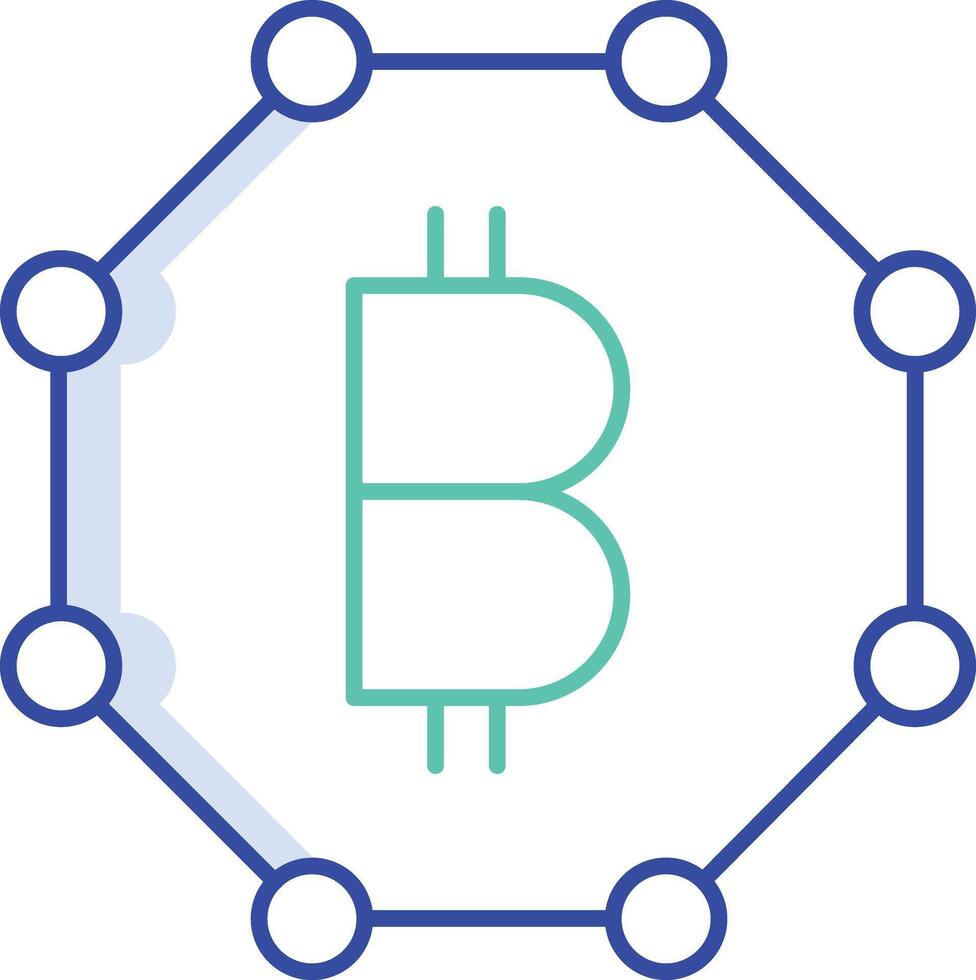 bitcoin chain link outline color icon design vector