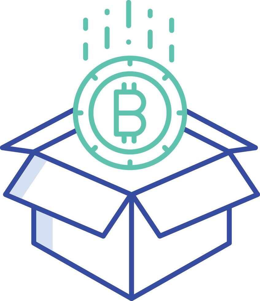 bitcoin open box outline color icon design vector