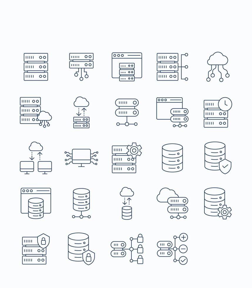 Collection of data management icons vector