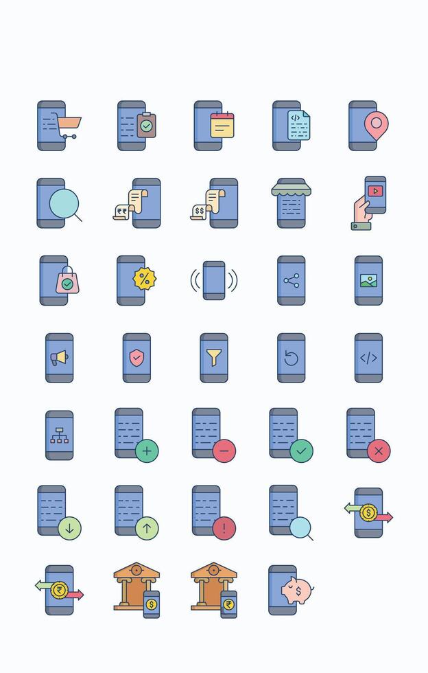 Various mobile app user interface icons vector