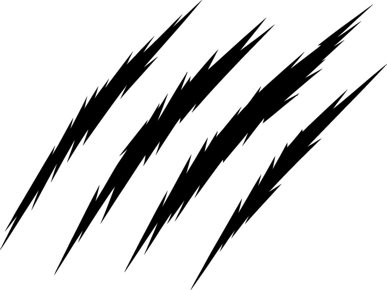 Dynamic black claw marks scratching across a white surface abstract texture design element vector