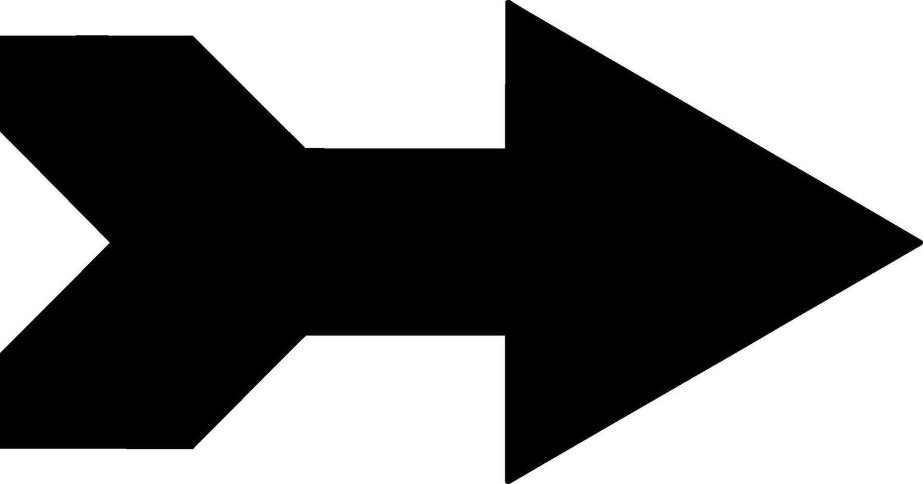 Bold black right arrow shape symbol for direction and navigation simple graphic element vector