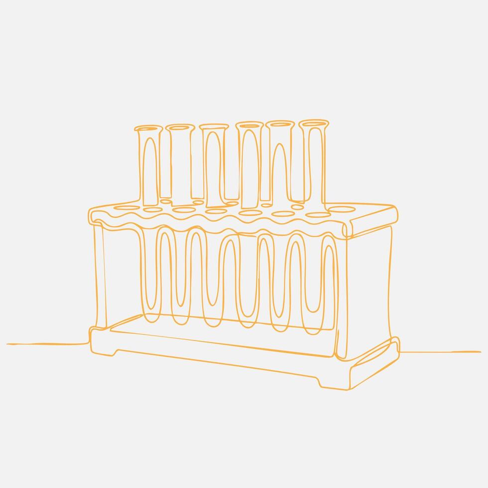 Laboratory test tubes and rack with multiple glass tubes in a scientific laboratory setting vector