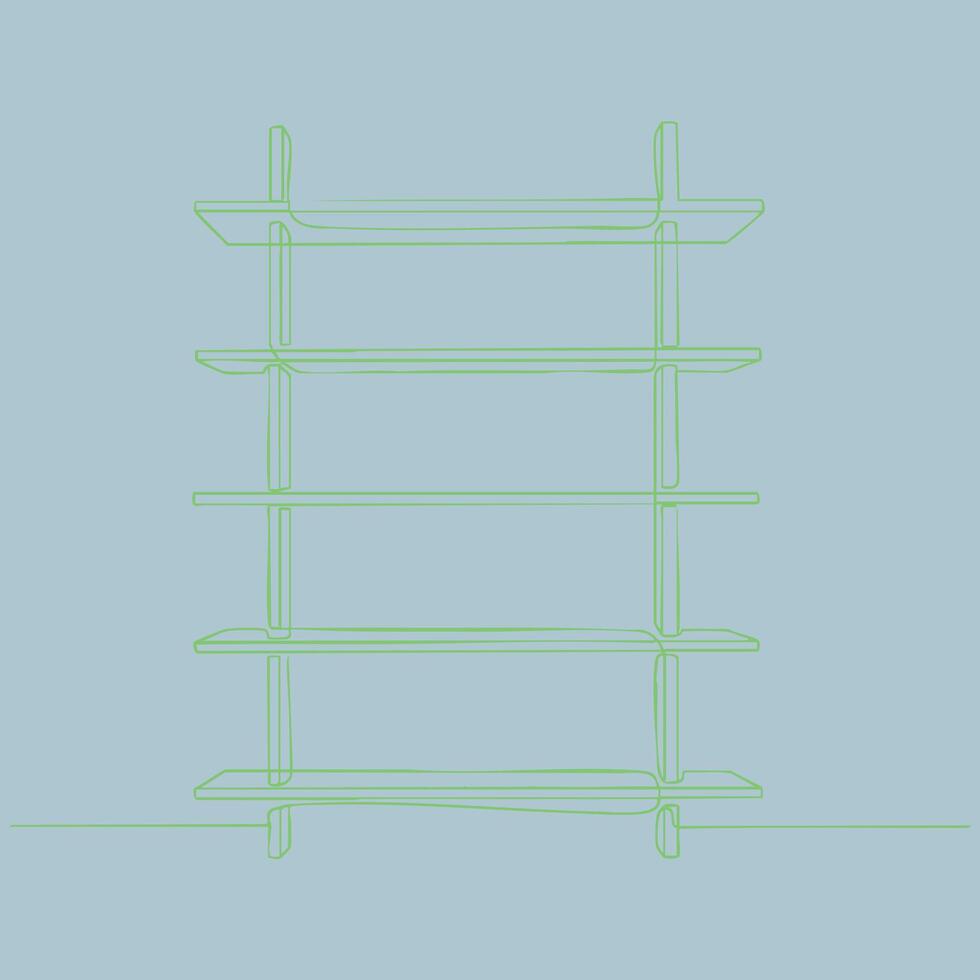 Modern multi-level open-air shelving unit with sleek design and minimalist structure suitable for contemporary interior spaces vector