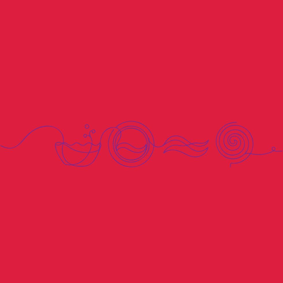 Colorful abstract line art on vibrant red with playful spirals and curves creating a lively visual effect vector