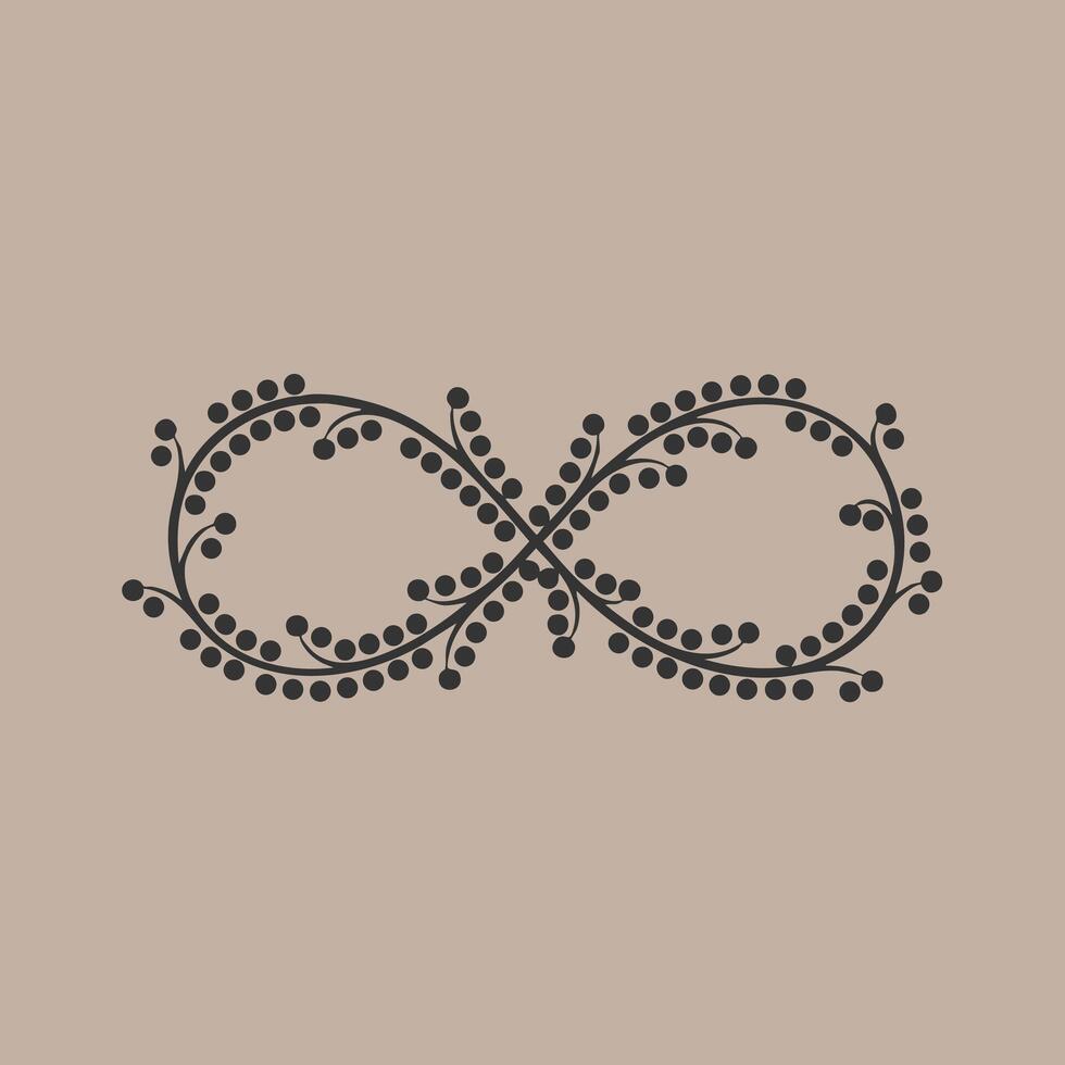 Elegant decorative infinity symbol composed of symmetrical dotted patterns on a neutral vector