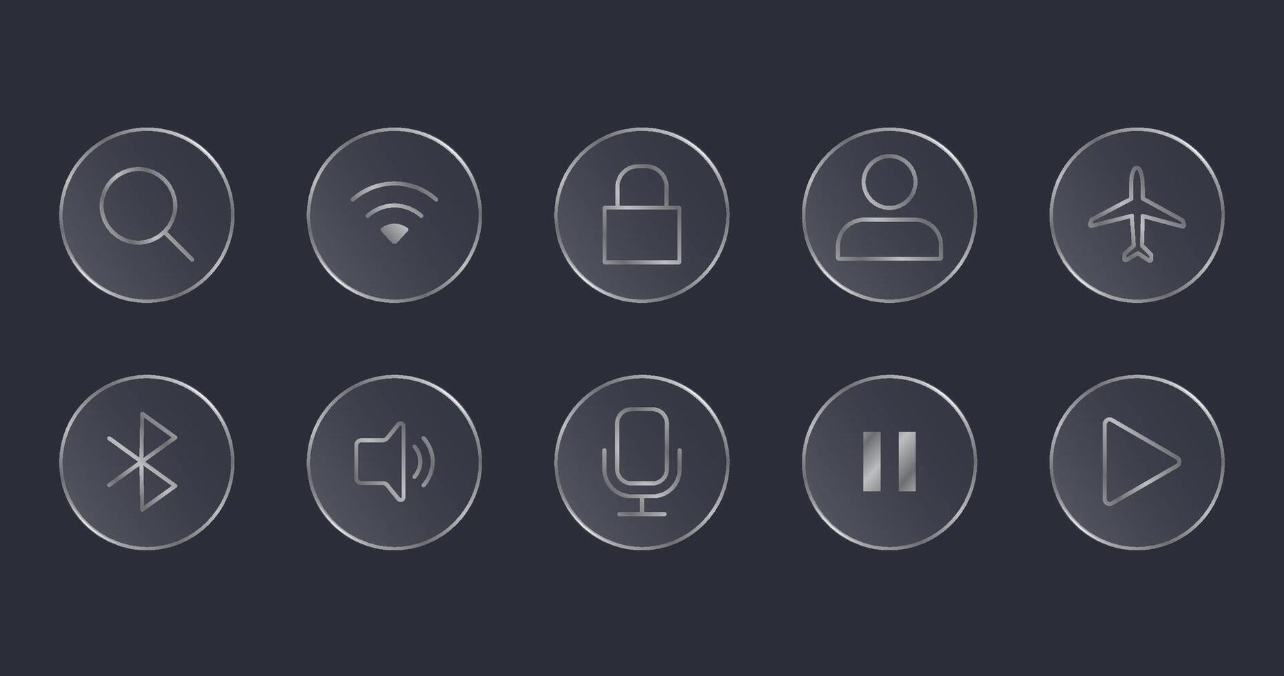 Minimalist Circular UI Icons on Dark Background vector