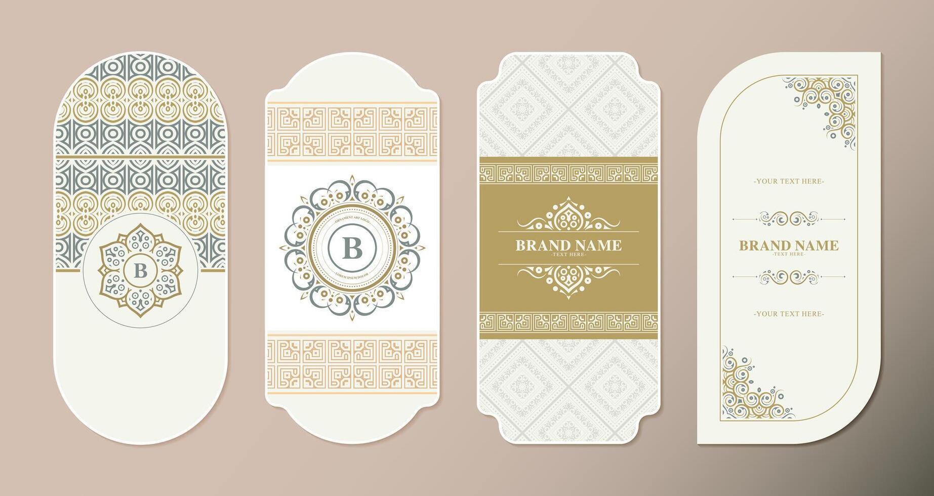 Elegant brand labels with intricate patterns vector