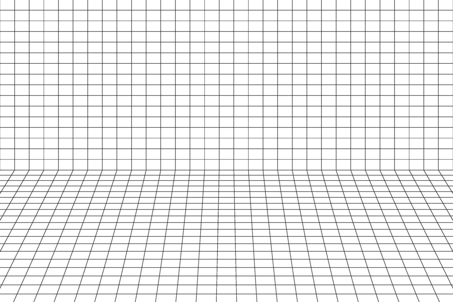 Room grid perspective box in futuristic 3d style. Outline hud tech grid background, room projection. Wireframe grid template in perspective view. vector