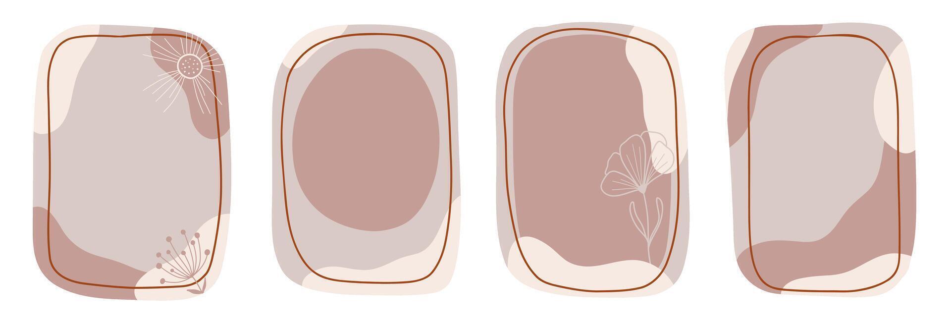 Frames with Minimal Botanical Line Art vector