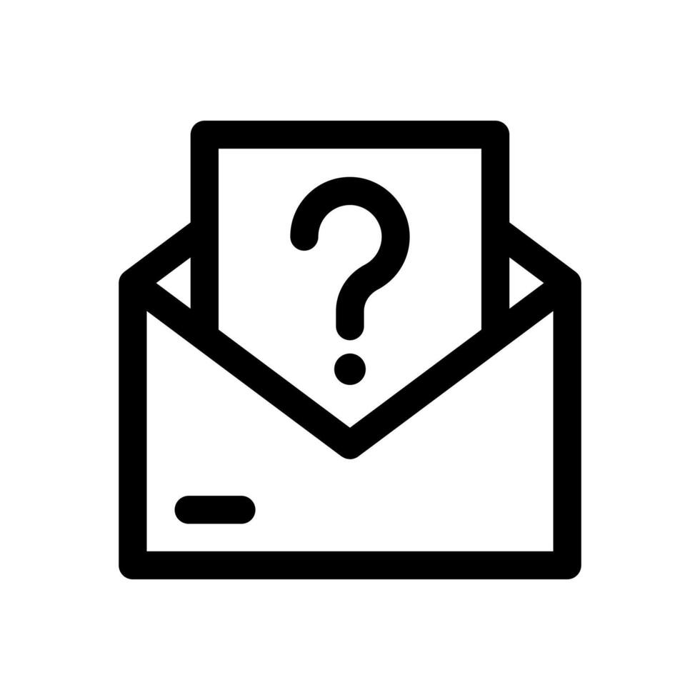 A simple line icon of an envelope with a question mark for an email ask or formal inquiry. vector