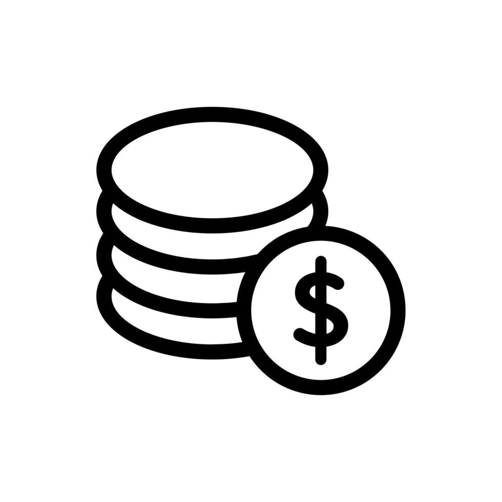 A simple line illustration of a vertical Coin Stack representing savings or wealth. vector