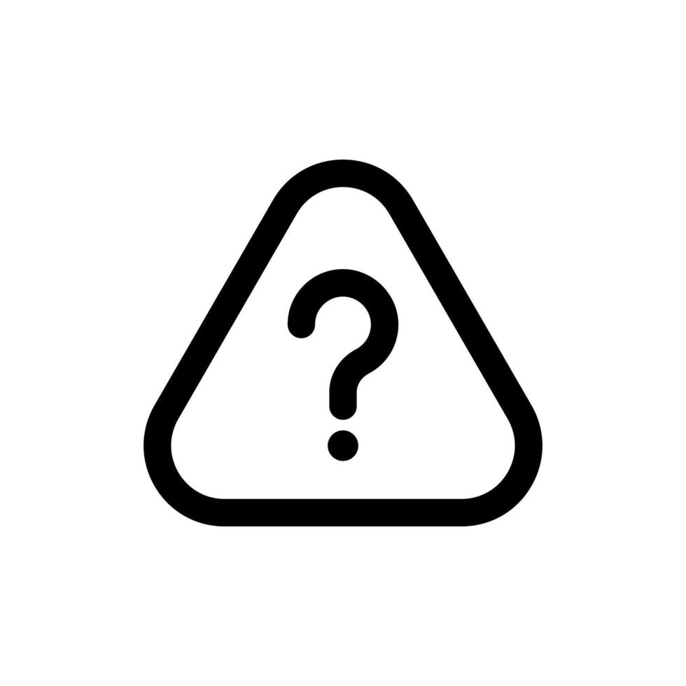 A simple line icon of a warning sign with a question mark, indicating an alert ask or clarification needed. vector