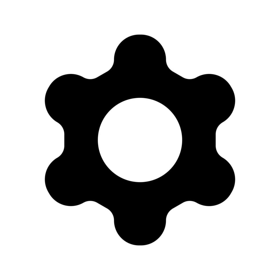 A simple solid icon of a gear or cogwheel, representing general configuration or setting options. vector
