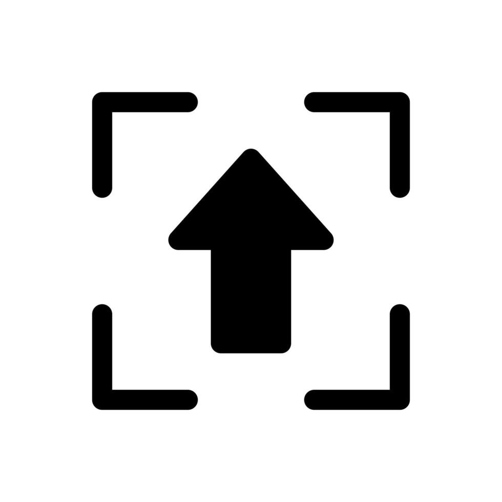 un lleno gráfico combinatorio un saltando caja y un flecha para escanear subir o transmisión. vector