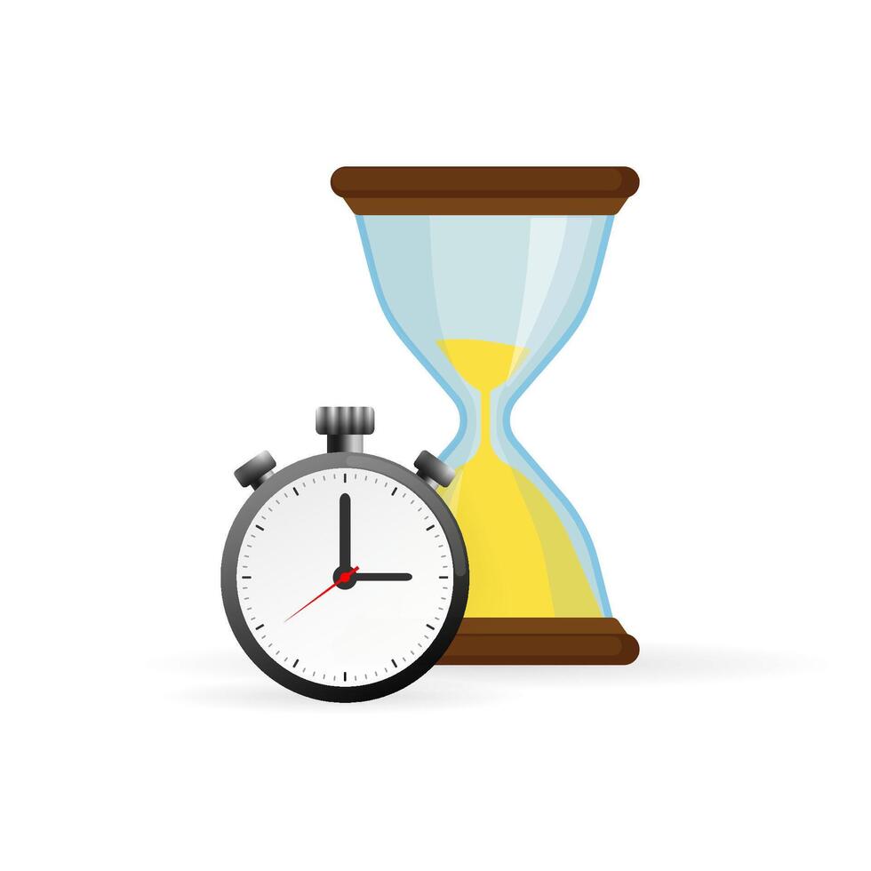 reloj de arena y término análogo reloj íconos en plano estilo, reloj de arena Temporizador en un blanco antecedentes. diseño elementos. vector