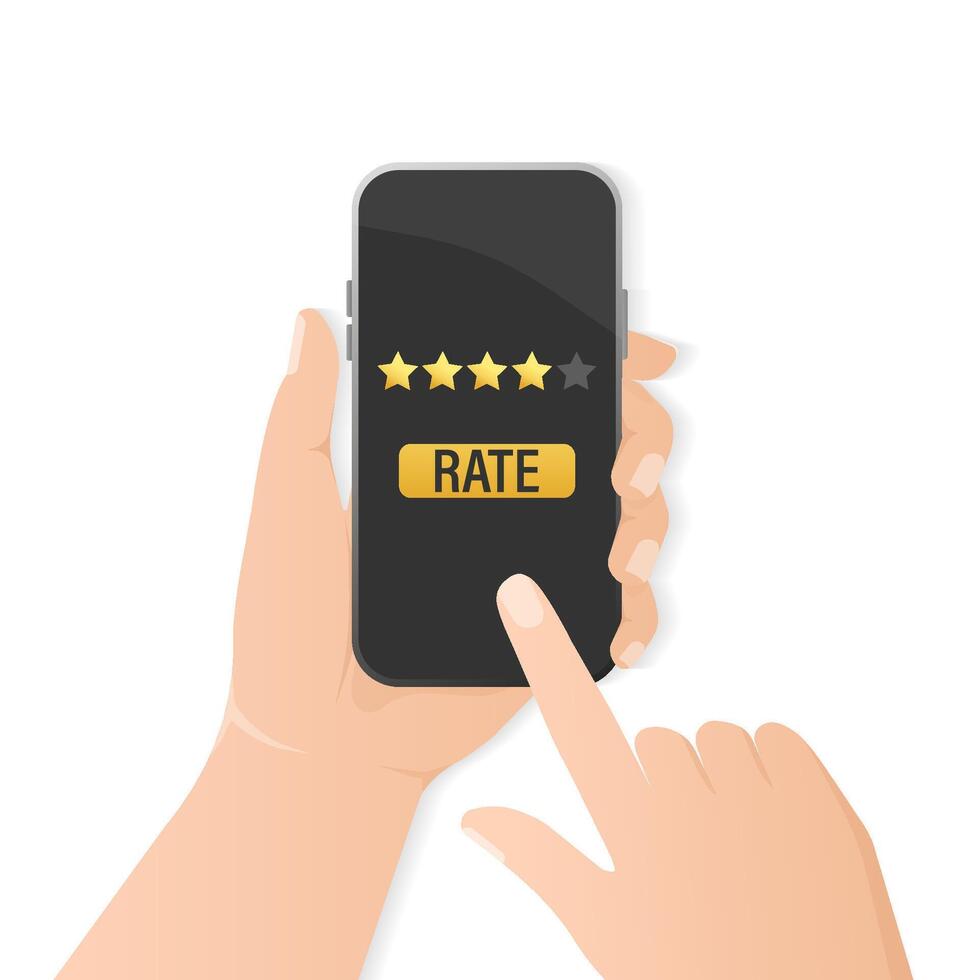 Icon for concept design. Flat rate smartphone for mobile device design. Mobile device concept. illustration. Rating hands with smartphone. vector