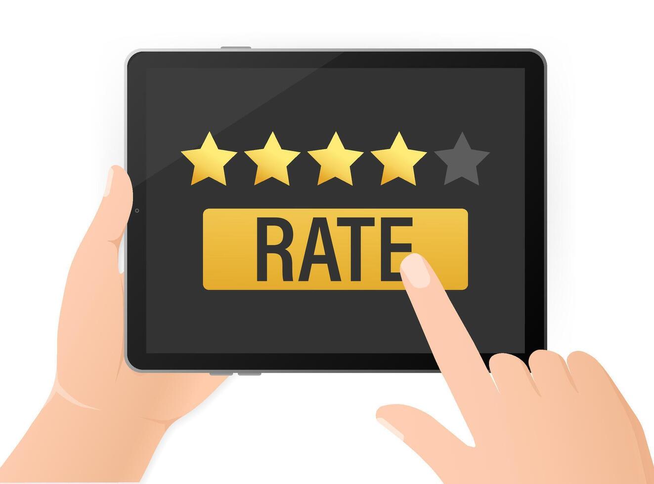 Icon for concept design. Flat rate tablet for mobile device design. Mobile device concept. illustration. Rating hands with tablet. vector