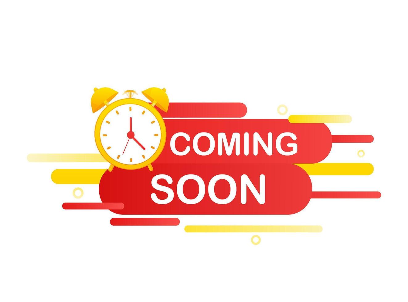 Flat illustration of coming soon template on white backdrop. Icon for promotion design. Coming soon. Web design. vector