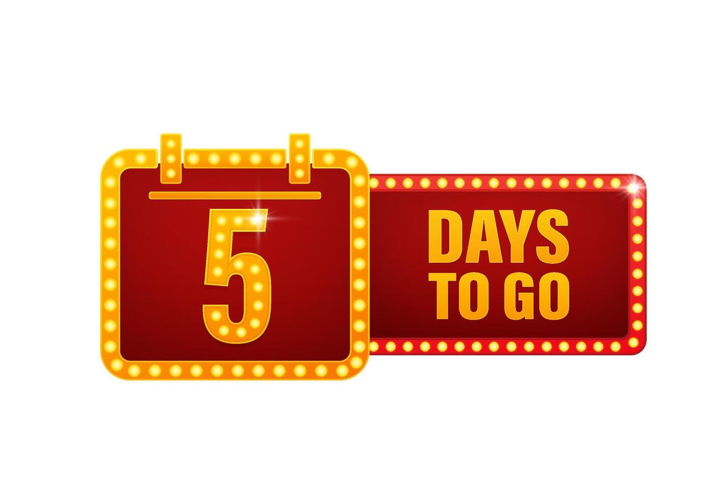 Five days to go retro light on white background. Days to go light on light background. vector