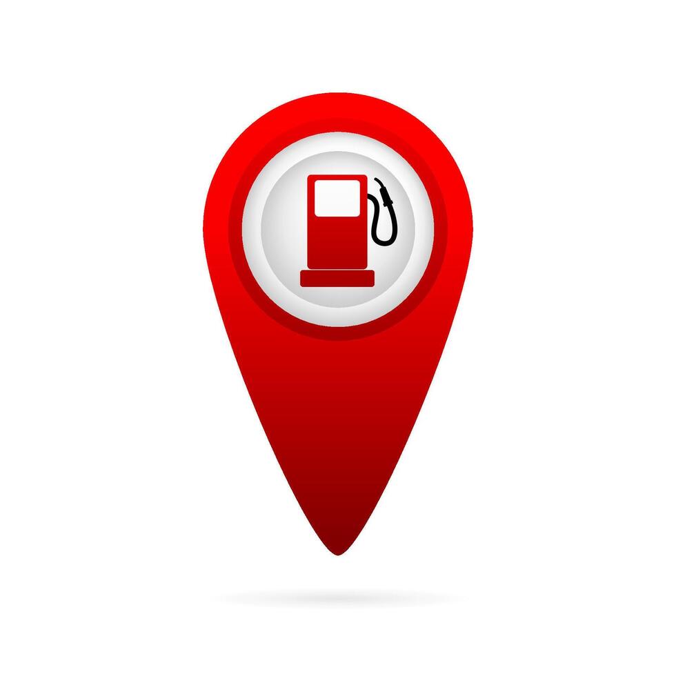 Map pointer with gas station icon. Map pin icon isolated on white background. vector
