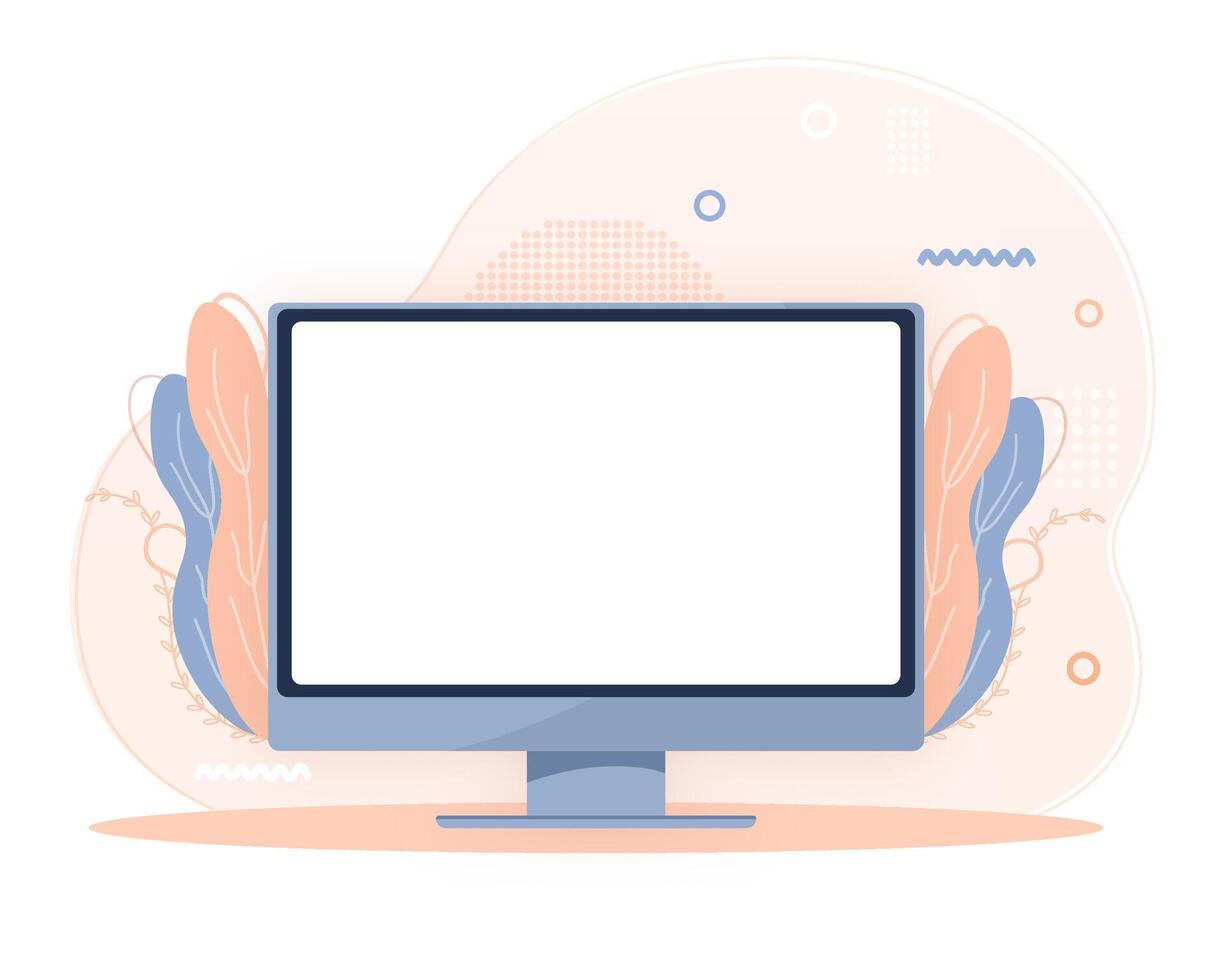 Mock up Desktop computer. Screen device mockup monitor. Creative concept idea. vector