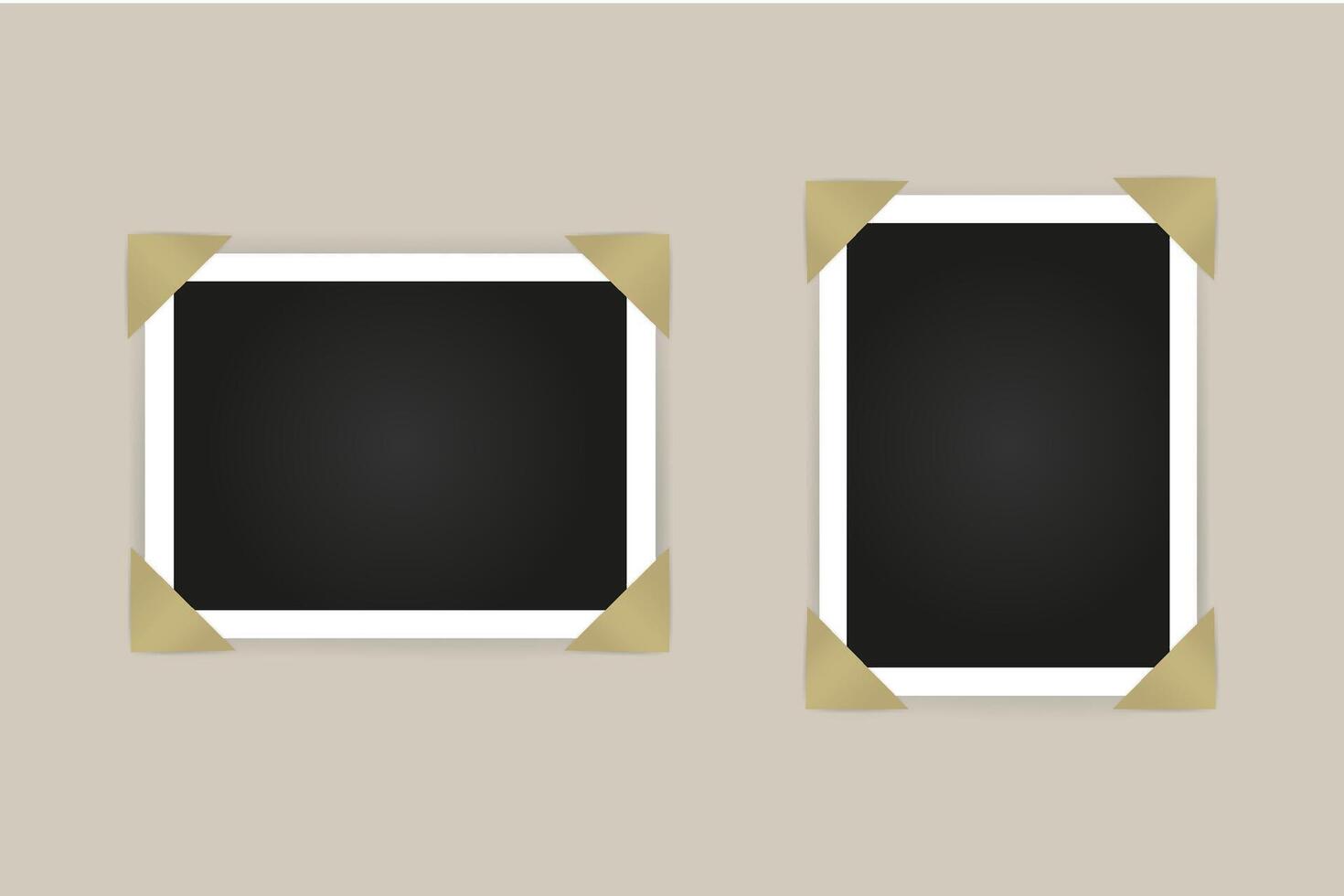 Collection of blank photo frames with adhesive tape, different shadow effects and empty space for your photograph. illustration. vector