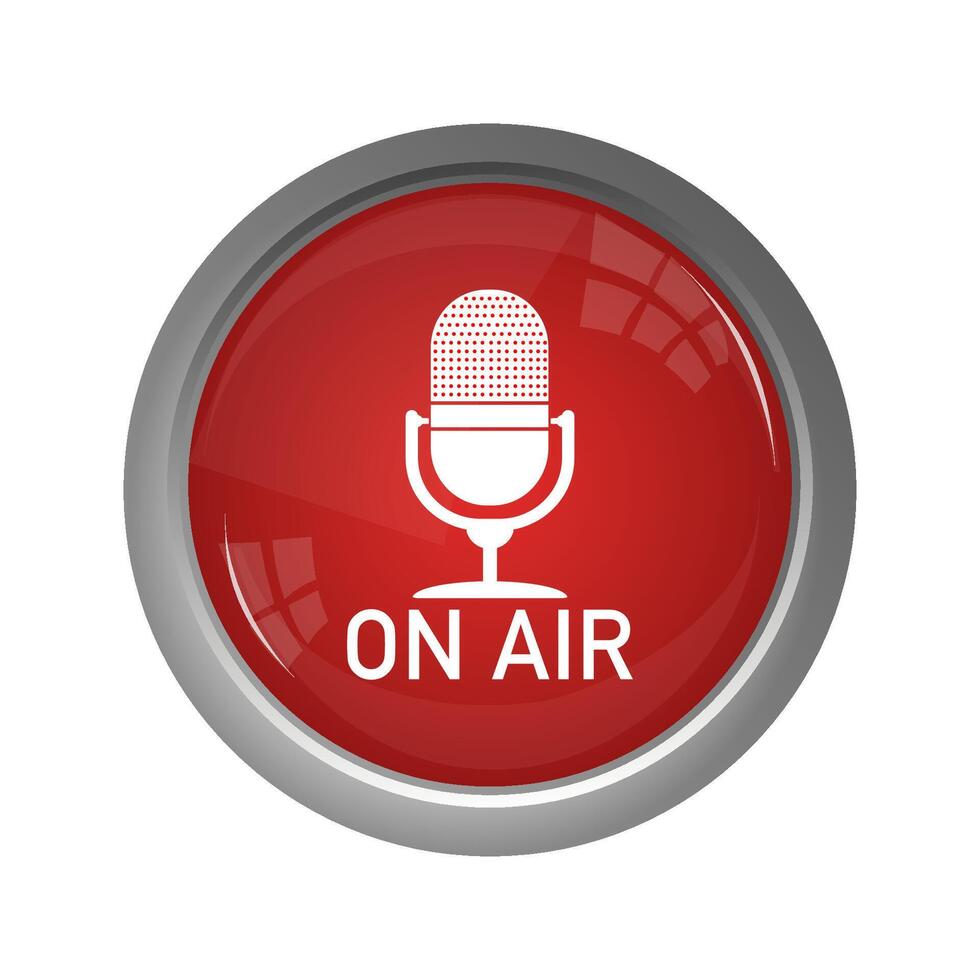 3d on air button for banner design. Red on air button with light background. Internet button on white background. illustration. vector