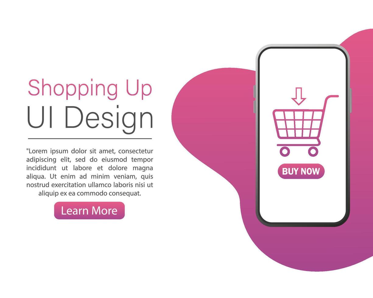 Modern shopping up with ui design device mockups on white background for concept design. Mockup generic device. vector