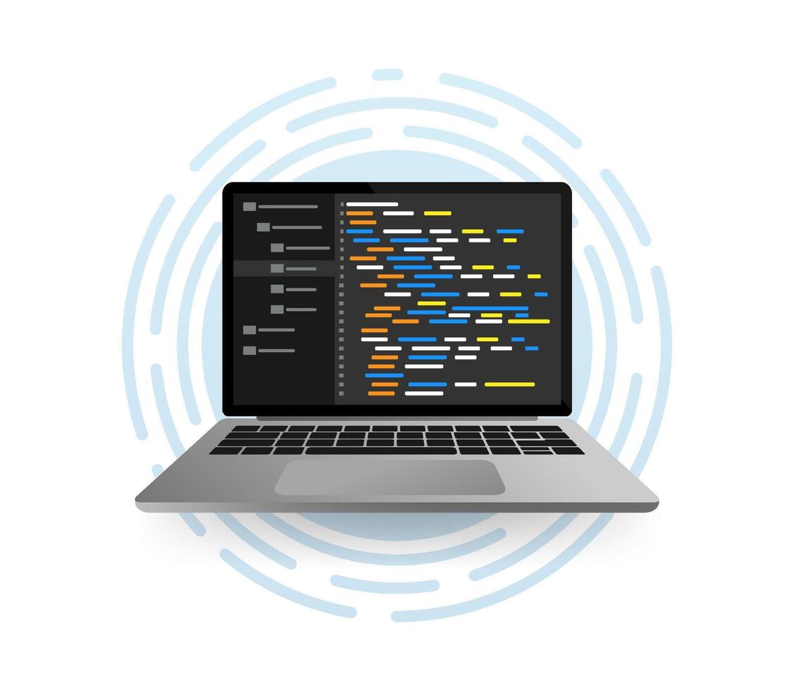 programación codificación, genial diseño para ninguna propósitos. pantalla computadora monitor. información tecnología. digital ilustración. vector