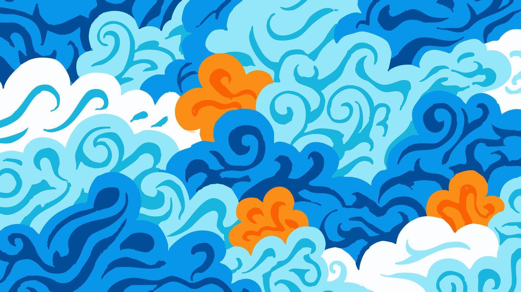 Batik Pattern with Mega Mendung Cloud vector