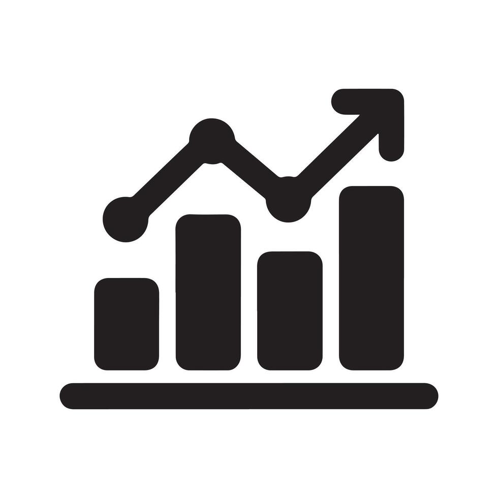 Bar Chart Report Solid Icon of Business Performance vector