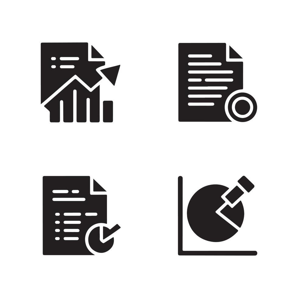 Data Report Solid Icons Set for Analytics Dashboard vector
