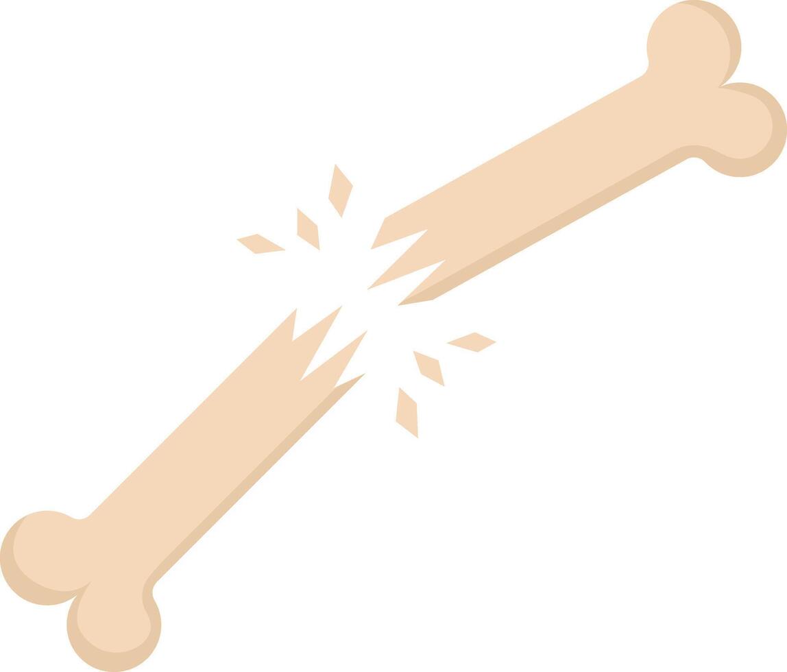 Broken Bone Flat Illustration. Clean Icon Design Element on Isolated White Background vector